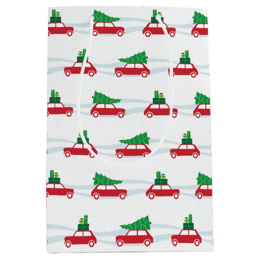 Sac Cadeau Moyen Le trafic de Noël de Mini Cooper (Devant)