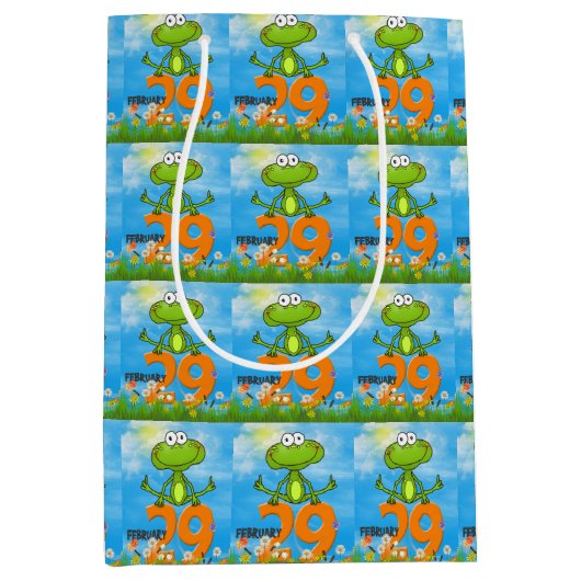 Sac Cadeau Moyen Leap Année grenouille verte Anniversaire (Devant)