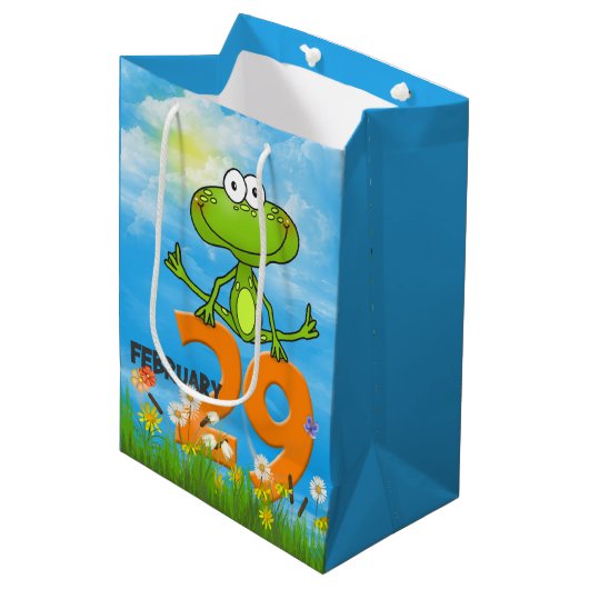 Sac Cadeau Moyen Leap Année Grenouille verte Anniversaire (Devant Angle)
