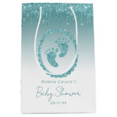 Sac Cadeau Moyen Lecteurs de Parties scintillant turquoise Bébé Pie (Devant)