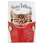 Sac Cadeau Moyen Lecture de chat Livre rouge Anniversaire (Devant)