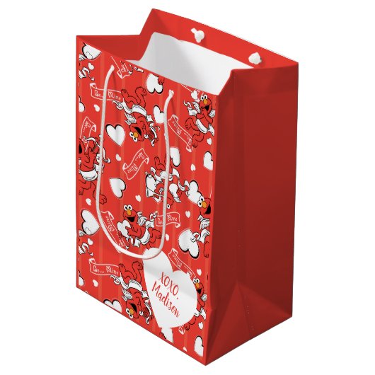 Sac Cadeau Moyen L'enfant d'Elmo Valentine (Devant Angle)
