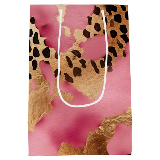 Sac Cadeau Moyen Léopard doré rose (Dos)