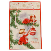 Sac Cadeau Moyen Les anges décorant l'arbre de Noël (Devant)