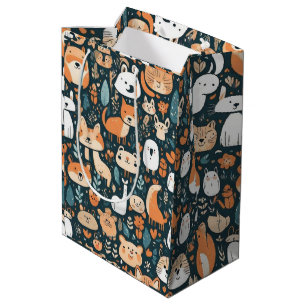 Sac Cadeau Moyen Les animaux adorables design vert décor
