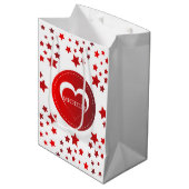 Sac Cadeau Moyen Les étoiles rouges monogrammes Un coeur (Devant Angle)