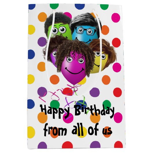 Sac Cadeau Moyen Les gens amusants Ballons d'anniversaire sur les p (Devant)