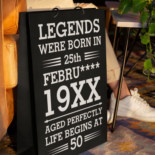 Sac Cadeau Moyen Les légendes personnalisées sont nées à la date Mo