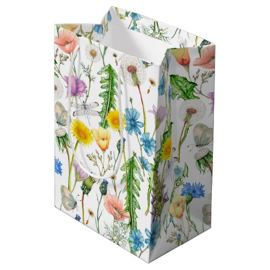 Sac Cadeau Moyen Les libellules sur les Fleurs sauvages (Dos Angle)