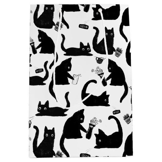 Sac Cadeau Moyen Les mauvais chats frappent des trucs sur (Devant)