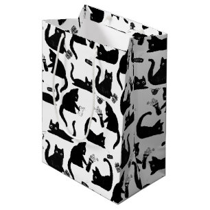 Sac Cadeau Moyen Les mauvais chats frappent des trucs sur