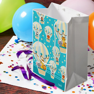 Sac Cadeau Moyen Les mignons animaux de la Jungle volent dans des b