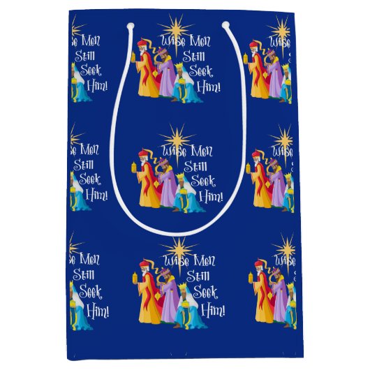 Sac Cadeau Moyen Les Mignons de Noël Hommes religieux (Devant)