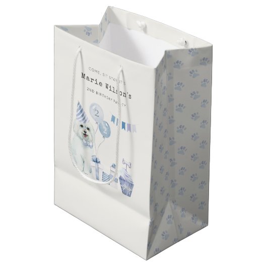Sac Cadeau Moyen Les mignons Garçons Blue Party Chien Chien Chien C (Devant Angle)