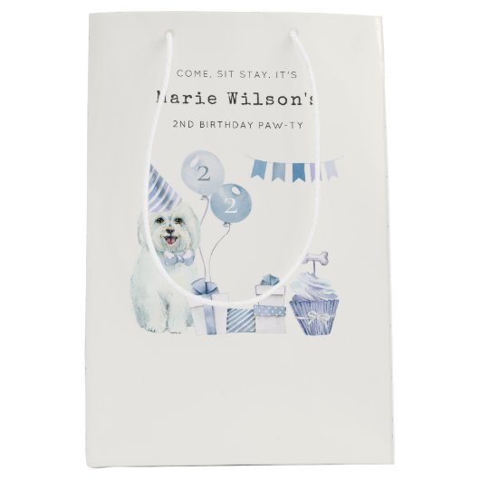 Sac Cadeau Moyen Les mignons Garçons Blue Party Chien Chien Chien C (Devant)