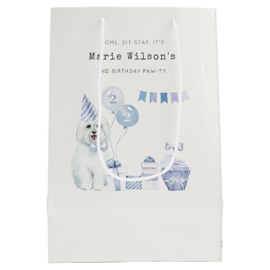 Sac Cadeau Moyen Les mignons Garçons Blue Party Chien Chien Chien C (Dos)