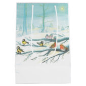 Sac Cadeau Moyen Les oiseaux forestiers en hiver (Dos)