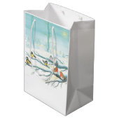Sac Cadeau Moyen Les oiseaux forestiers en hiver (Dos Angle)