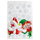 Sac Cadeau Moyen Les personnages de Noël de père Noël et Elf (Dos)