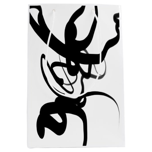 Sac Cadeau Moyen Les Plongeurs : Noir et Blanc Abstrait (Devant)