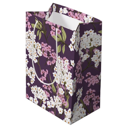 Sac Cadeau Moyen L'Été Fleurit Sur Le Violet (Dos Angle)