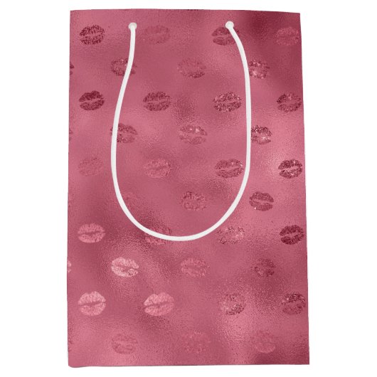 Sac Cadeau Moyen Lèvres rose Glitzy (Devant)