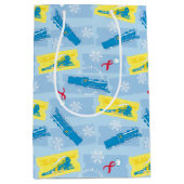 Sac Cadeau Moyen L'Express polaire | Retro Train & Ticket Motif (Devant)