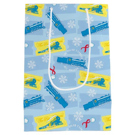 Sac Cadeau Moyen L'Express polaire | Retro Train & Ticket Motif (Dos)