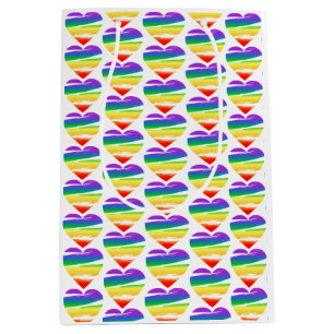 Sac Cadeau Moyen Lgbt Rainbow Heart Brush Effet