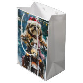Sac Cadeau Moyen Lhasa Apso Chien à cheval Moto Noël (Dos Angle)