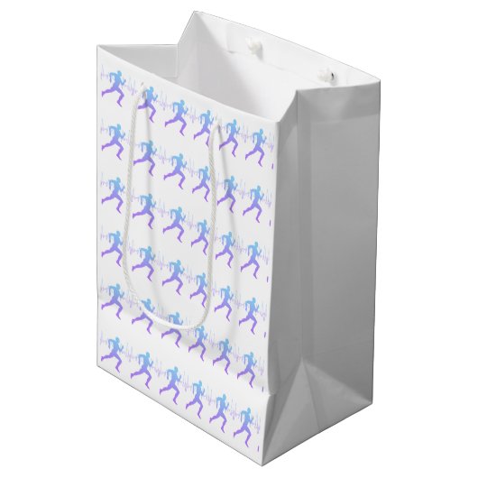 Sac Cadeau Moyen L'Homme Coure La Silhouette Gradient Et La Ligne D (Devant Angle)