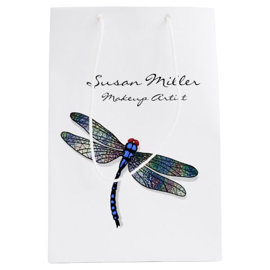 Sac Cadeau Moyen Libellule bleue minimaliste (Devant)