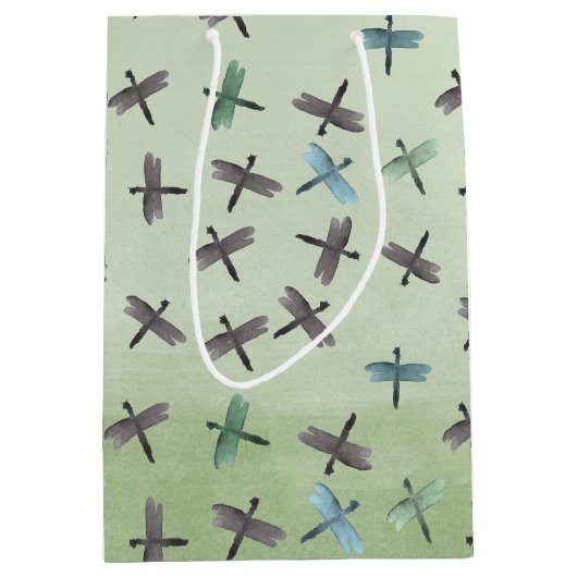 Sac Cadeau Moyen Libellules d'aquarelle (Devant)