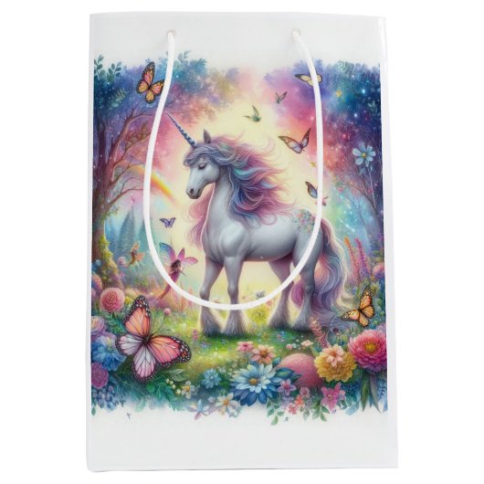 Sac cadeau moyen Licorne (Devant)
