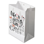 Sac Cadeau Moyen Life is Better With a Cat quote slogan (Devant Angle)