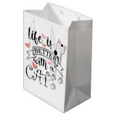 Sac Cadeau Moyen Life is Better With a Cat quote slogan (Dos Angle)