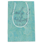 Sac Cadeau Moyen Light blue tropical palm leaves pattern (Devant)