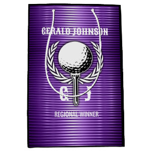 Sac Cadeau Moyen Lignes métalliques violettes Golf Monogramme Conce