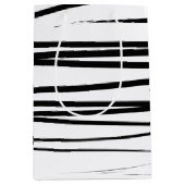 Sac Cadeau Moyen Lignes noires et blanches modernes Art Abstrait (Devant)