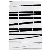 Sac Cadeau Moyen Lignes noires et blanches modernes Art Abstrait (Dos)