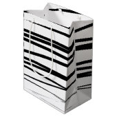 Sac Cadeau Moyen Lignes noires et blanches modernes Art Abstrait (Dos Angle)