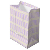 Sac Cadeau Moyen Lilac violet et beige cinq bandes motif (Devant Angle)