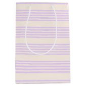 Sac Cadeau Moyen Lilac violet et beige cinq bandes motif (Devant)