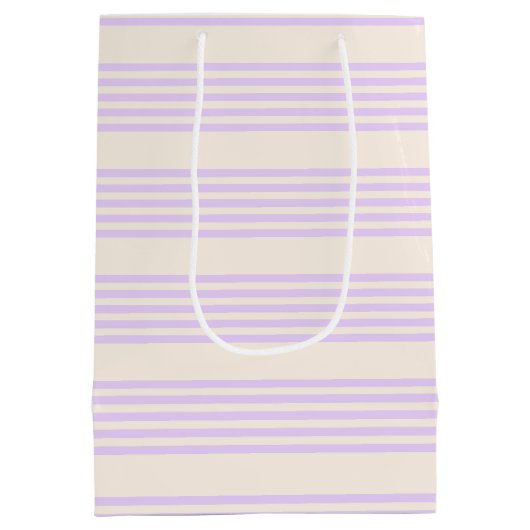 Sac Cadeau Moyen Lilac violet et beige cinq bandes motif (Dos)