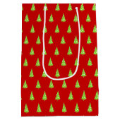 Sac Cadeau Moyen Lime Blanc Pois Noël Arbre Motif (Dos)