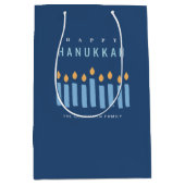 Sac Cadeau Moyen Limite Simple Bleu Jaune Bougies Joyeuses Hanoukka (Devant)