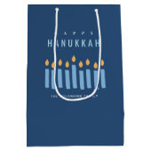 Sac Cadeau Moyen Limite Simple Bleu Jaune Bougies Joyeuses Hanoukka (Dos)