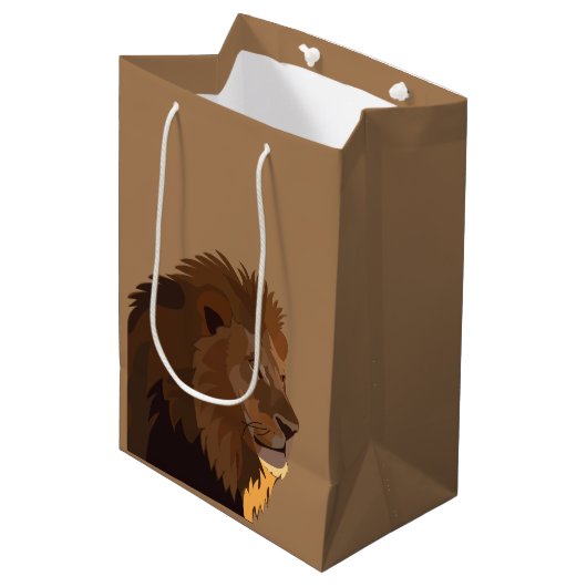 Sac Cadeau Moyen Lion Animal de la faune Lion (Devant Angle)