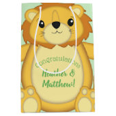 Sac Cadeau Moyen Lion Baby shower vert (Devant)