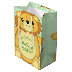 Sac Cadeau Moyen Lion Baby shower vert